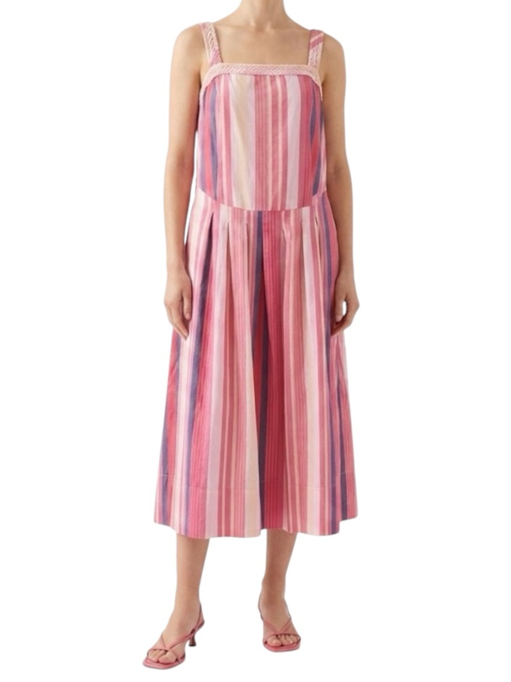 NWT Free People Striped Tie-Shoulder Maxi Dress with Pockets Size S